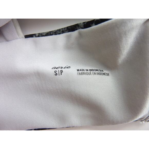 NWOT Aerie Swim Snake Animal Print High Neckline Bikini Top Separates S Black - Picture 4 of 5